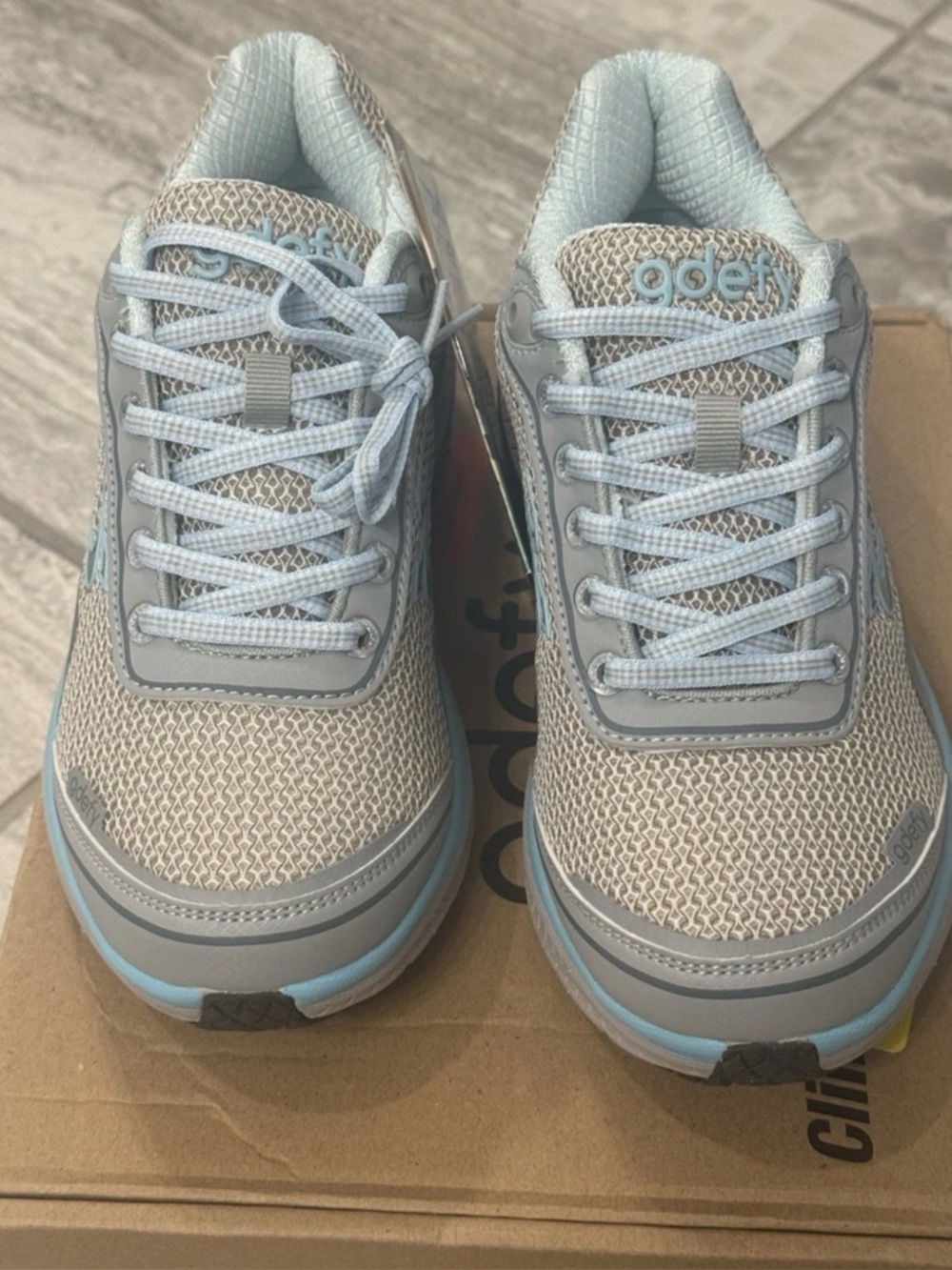 Gdefy by Gravity Defyer Women's Mighty Walk Shoes Gray/Blue, Size 7